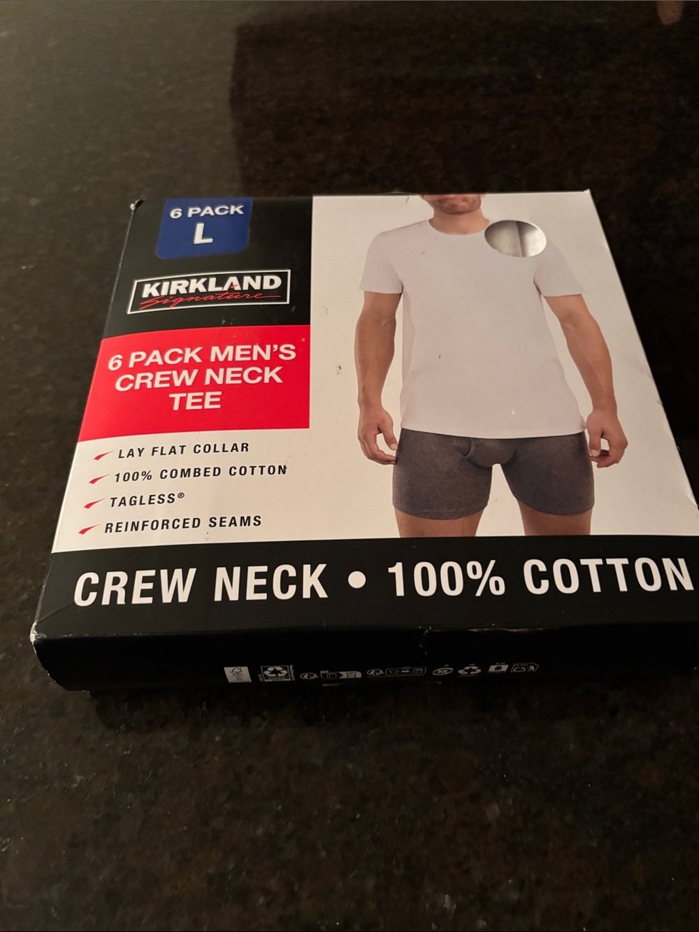 NEW Kirkland Signature Men’s Crew Neck Tee 6-pack - tagless large